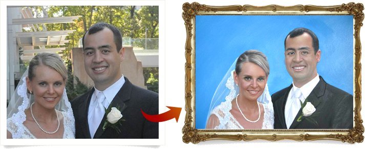 Paintings from photos: your wedding in a masterpiece